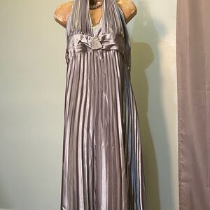 Cindy: Elegant Silver Maxi Dress